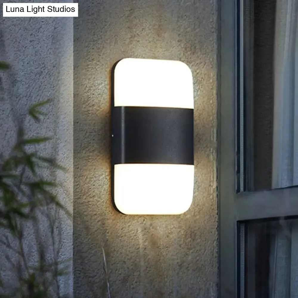 Modern Black LED Wall Sconce Light: Rectangular Metal Fixture, Warm/White Glow