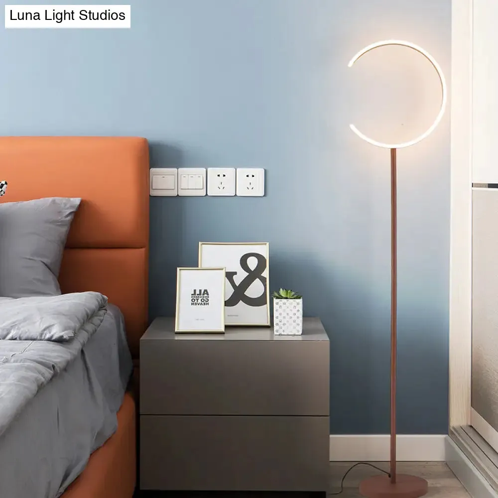 Modern C-Like LED Stand Up Lamp: Sleek Acrylic Design for Bedside Reading, Coffee Tone Light with Warm/White Glow