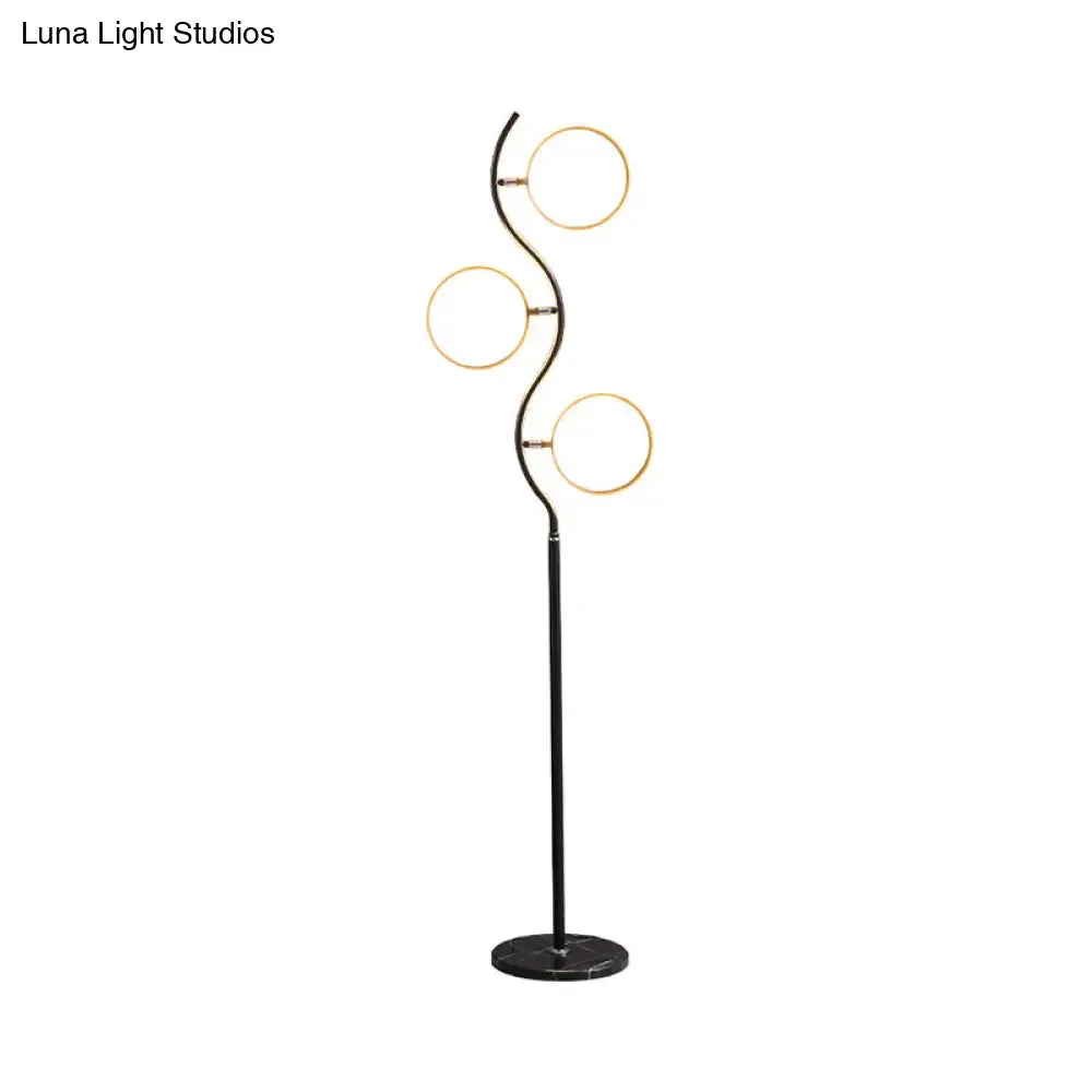 Modern Circular Tree Floor Lamp with Adjustable Metal Head, LED Standing Light (Black/White)