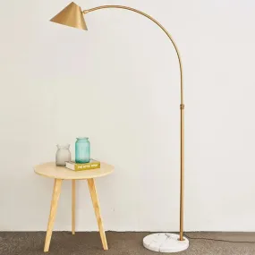 Modern Conical Reading Floor Lamp with Arched Stand - 1-Light Gold Finish