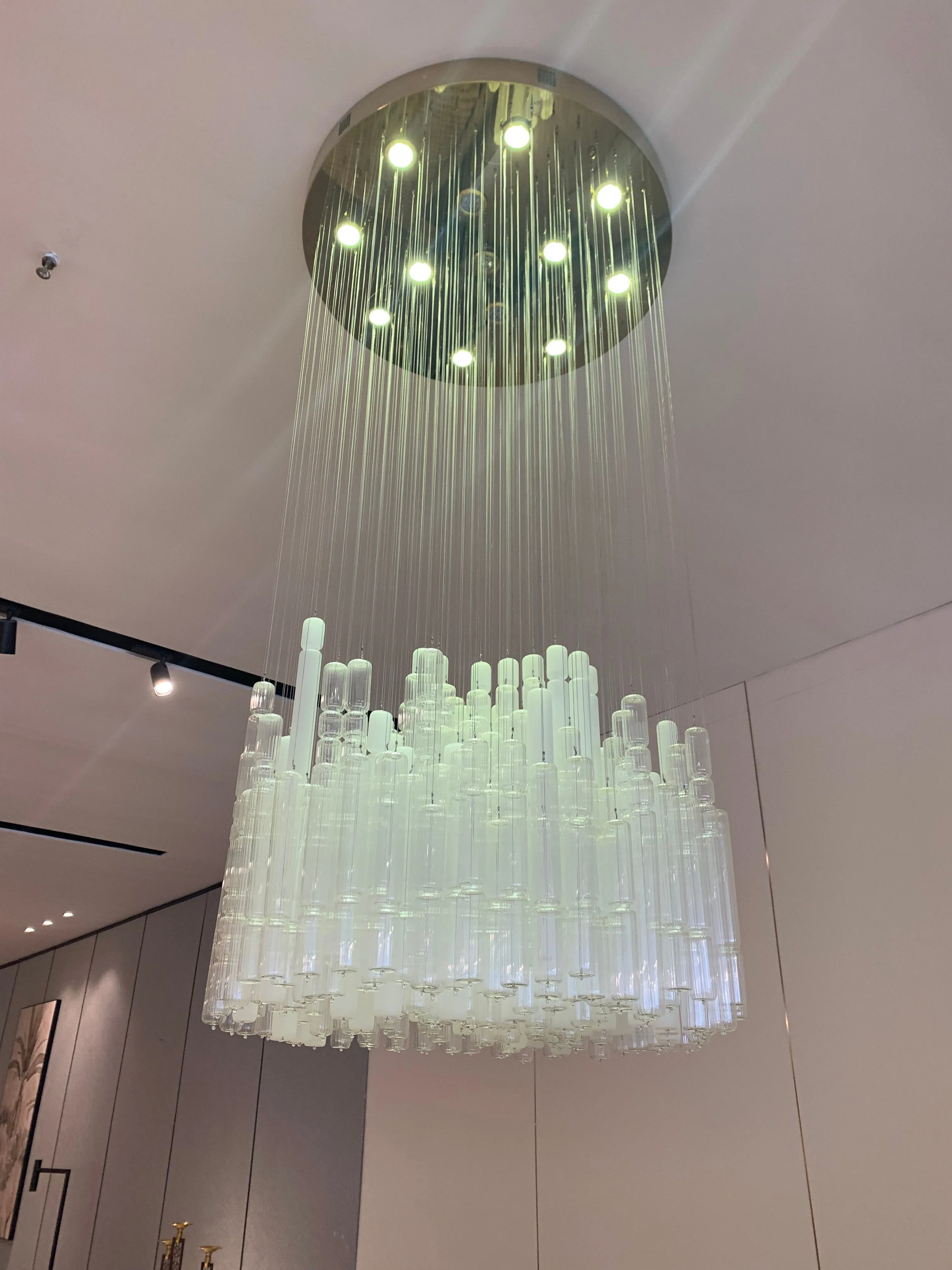 Modern Creative Art Design White&Transparent Tube  Chandelier for Staircase/Foyer/Living Room