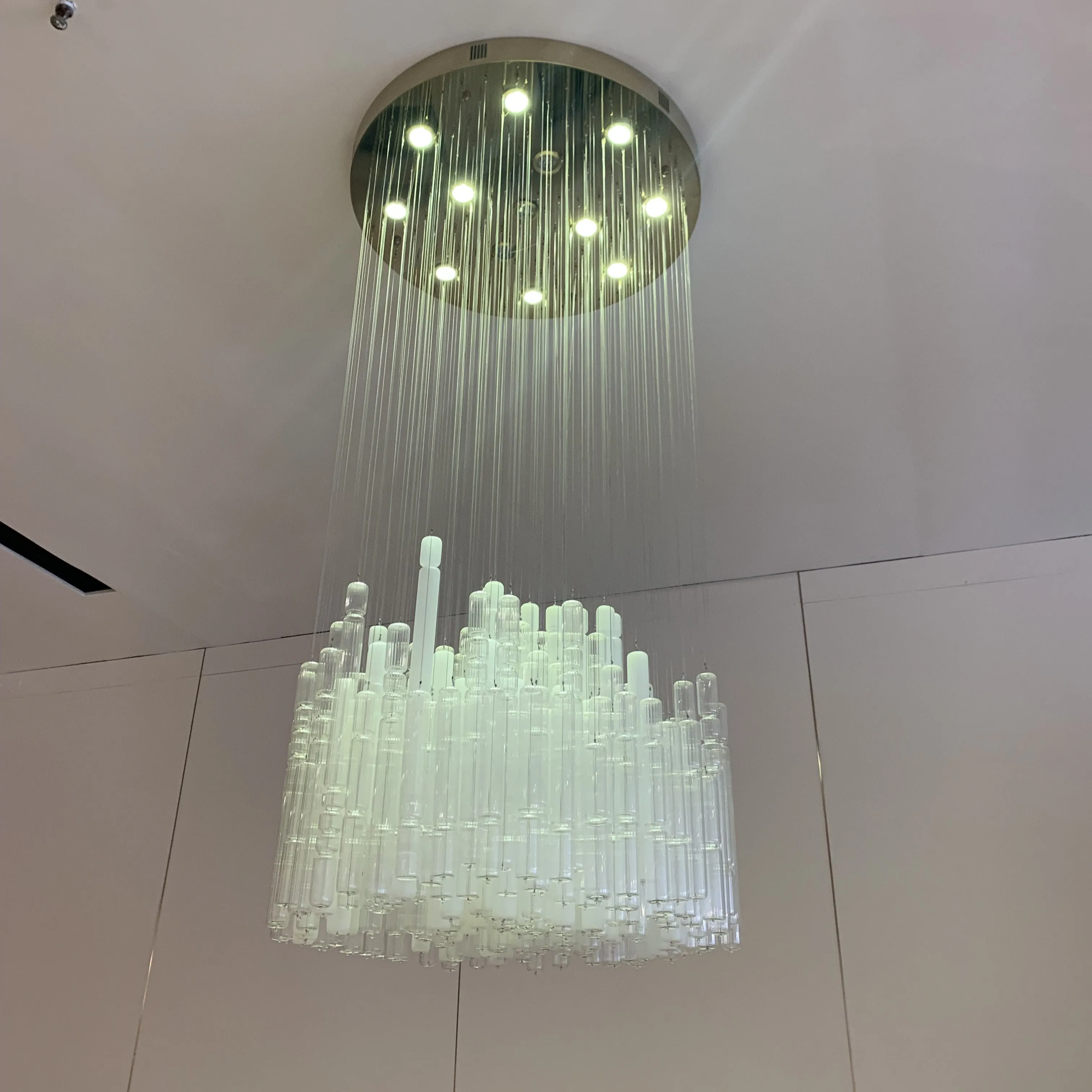 Modern Creative Art Design White&Transparent Tube  Chandelier for Staircase/Foyer/Living Room