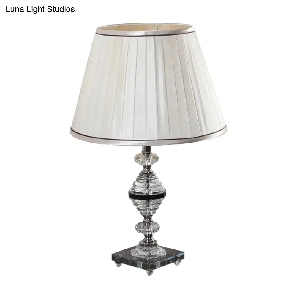 Modern K9 Crystal Night Lamp with Empire Shade - Beige