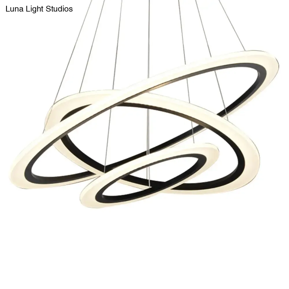 Modern LED Acrylic Hanging Pendant Light - White Circular Stairway Chandelier