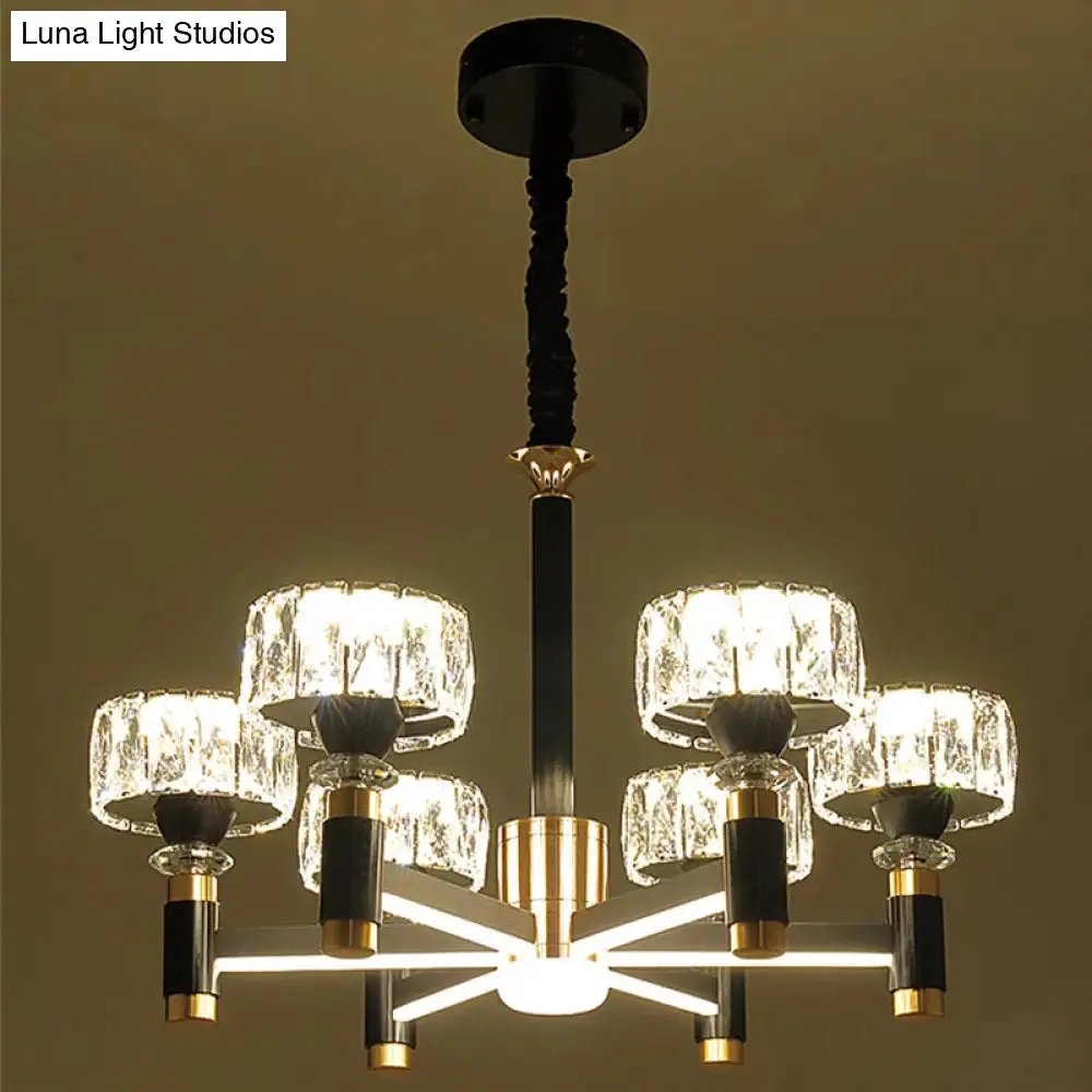 Modern LED Living Room Chandelier: Round, Simplicity in Black Metal