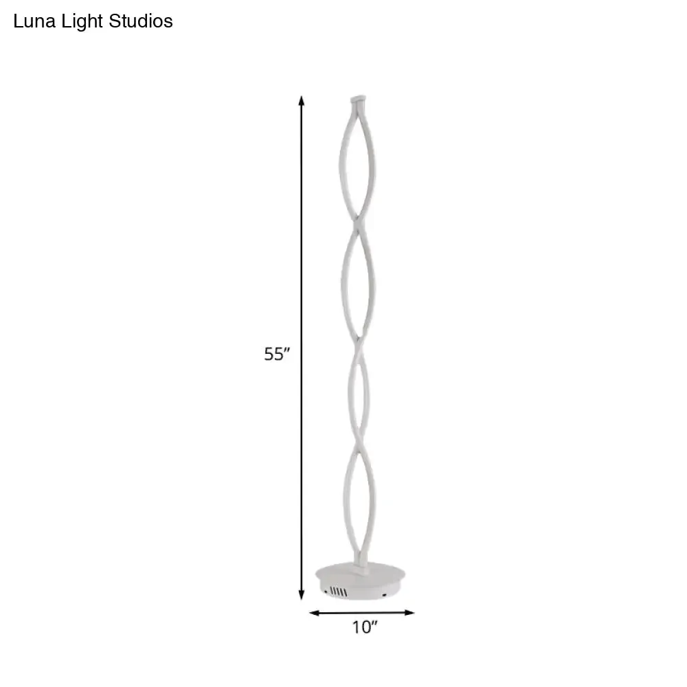 Modern LED Twisted Floor Lamp in White with Warm/White/Natural Light