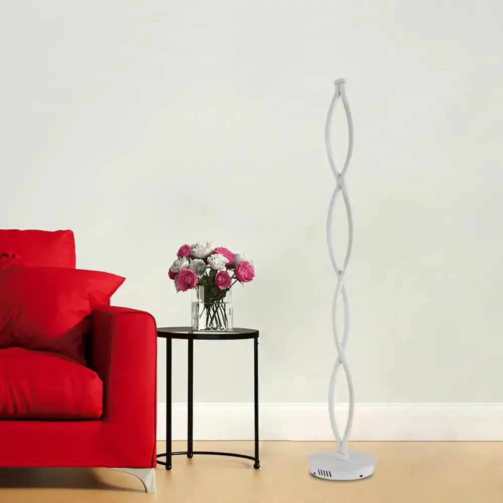 Modern LED Twisted Floor Lamp in White with Warm/White/Natural Light