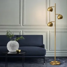 Modern Metallic Gold Sphere Tree 3-Light Floor Lamp for Drawing Room