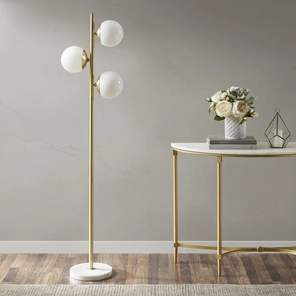 Modern Mid Century Gold Bubble Glass Floor Lamp