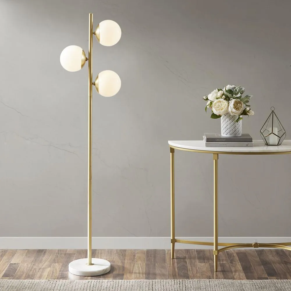 Modern Mid Century Gold Bubble Glass Floor Lamp