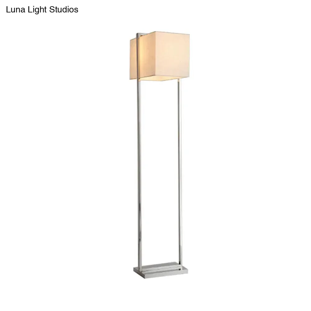 Modern Rectangular Floor Lamp in Beige with Metal Base - Perfect for Reading