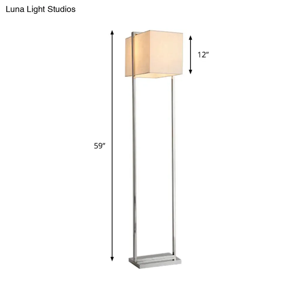 Modern Rectangular Floor Lamp in Beige with Metal Base - Perfect for Reading