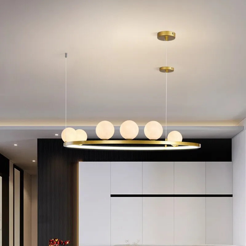 Modern Simple Moon Chandelier Lighting 3D Printing Black Or Gold Creative LED Hanging Lamp For Dining Living Room Bedroom Home