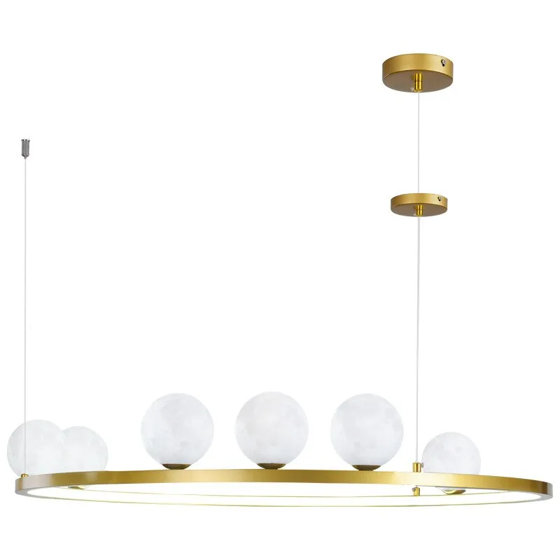 Modern Simple Moon Chandelier Lighting 3D Printing Black Or Gold Creative LED Hanging Lamp For Dining Living Room Bedroom Home