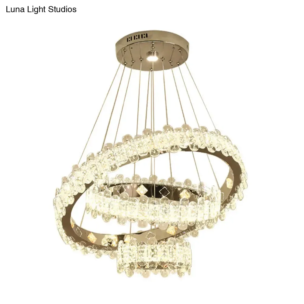 Modernist LED Crystal Chandelier - Nickel Finish, Circular Design