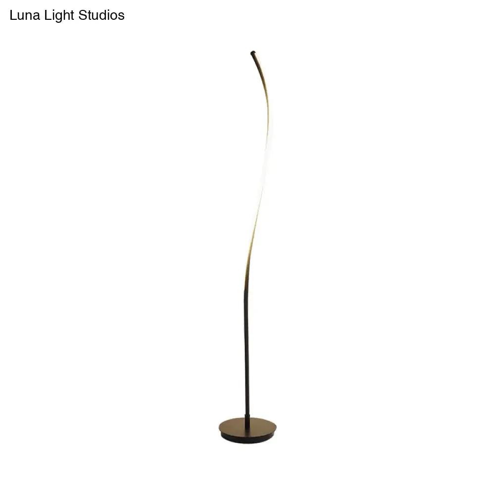 Modernist LED Spiral Floor Lamp for Drawing Room - Black/White Metallic Reading Light