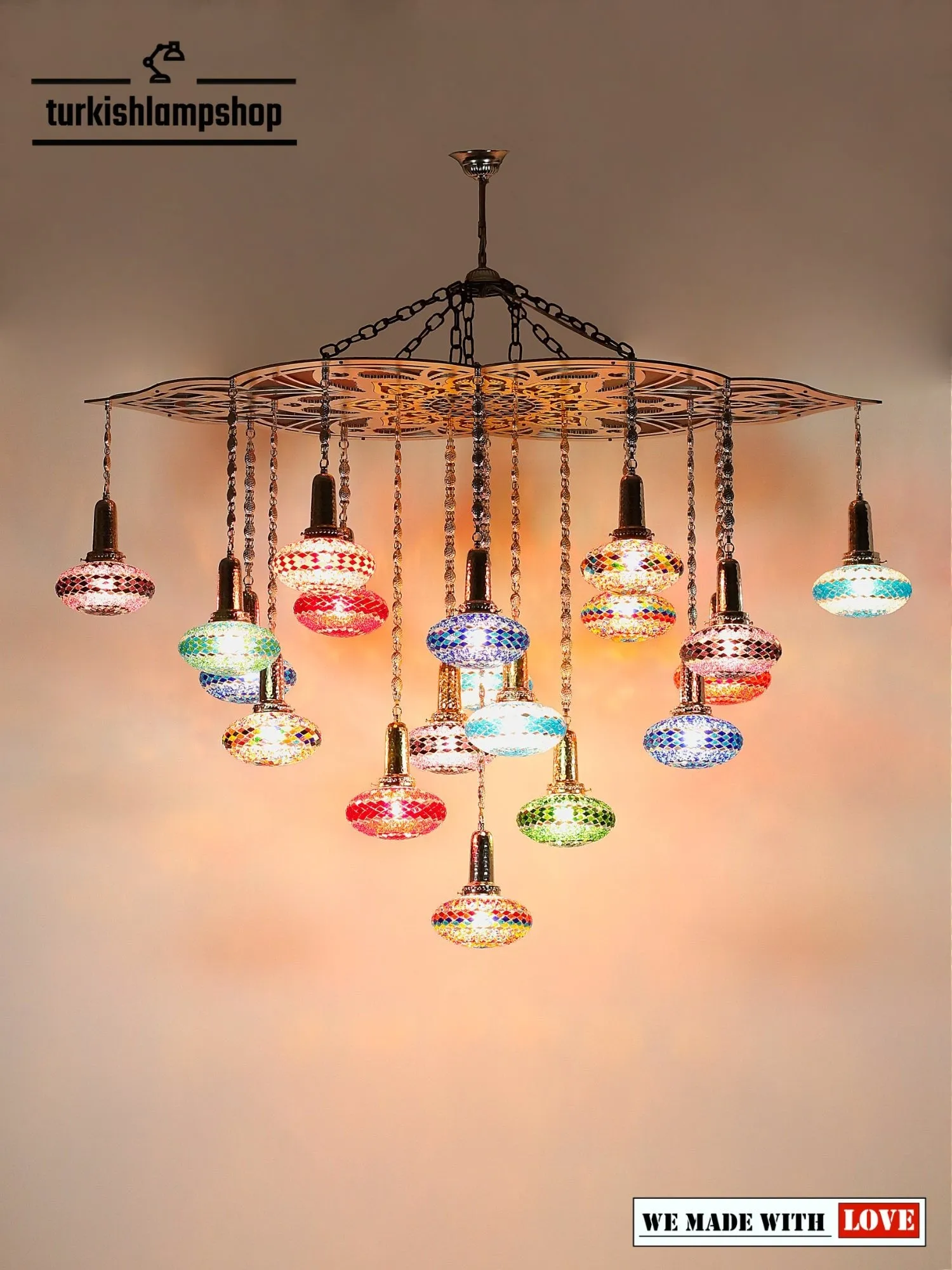 Mosaic Glass Turkish Chandelier Big 19 Globe