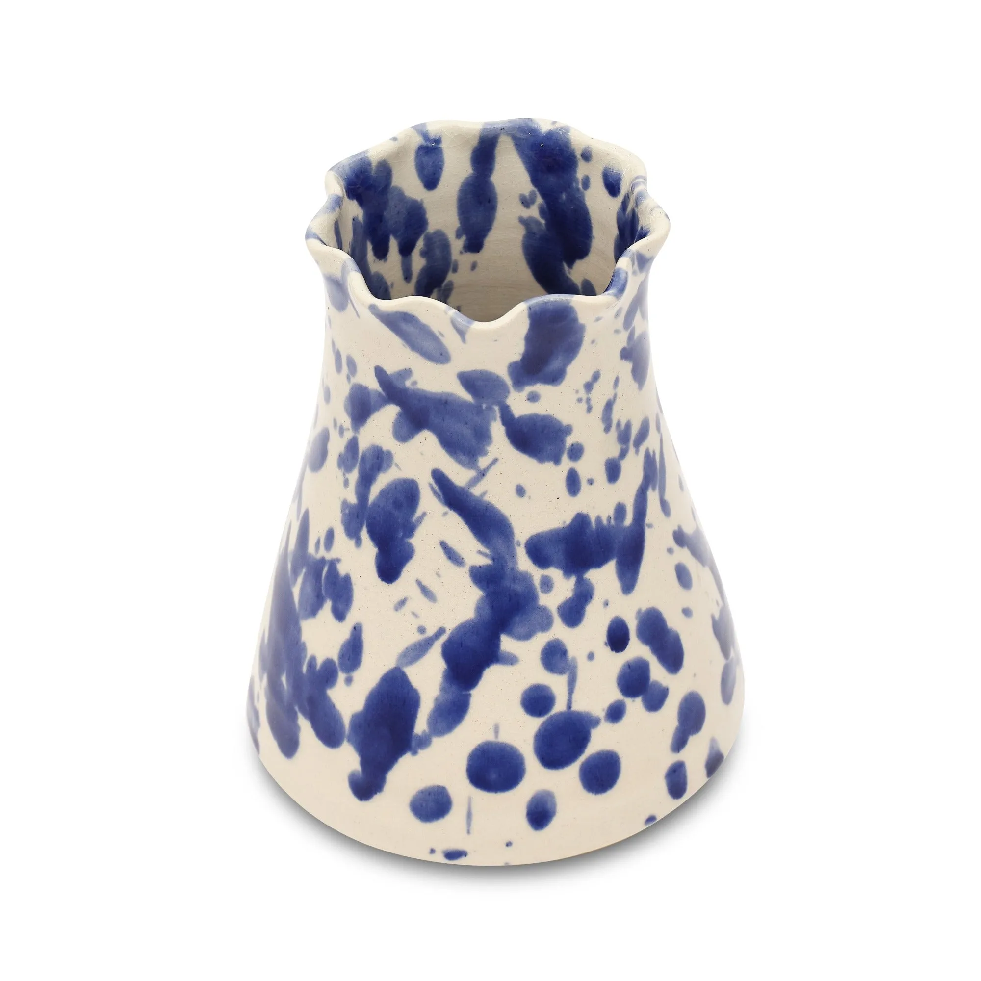 Narrow Mouth Carafe Vase (Ivory/Blue - 8"H)