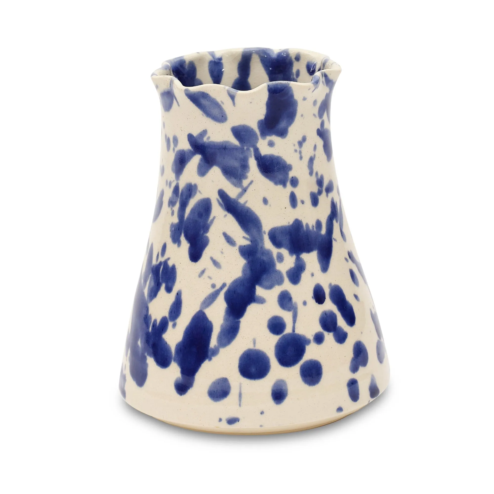 Narrow Mouth Carafe Vase (Ivory/Blue - 8"H)