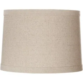 New - Springcrest Natural Linen Medium Drum Lamp Shade 13" Top x 14" Bottom x 10" High (Spider) Replacement with Harp and Finial