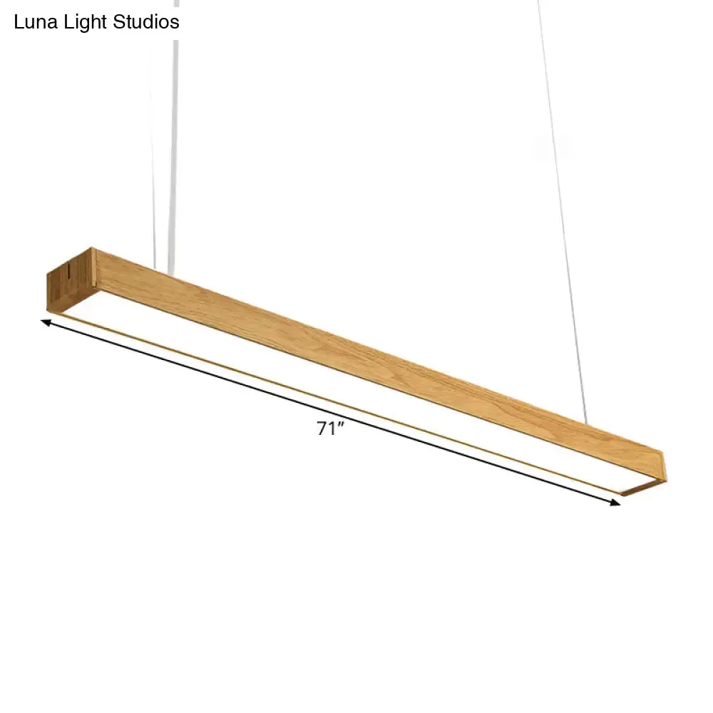 Nordic Style Aluminum Linear Pendant Lamp - 23.5"/47"/71" Long, LED Ceiling Hang Light in Wood