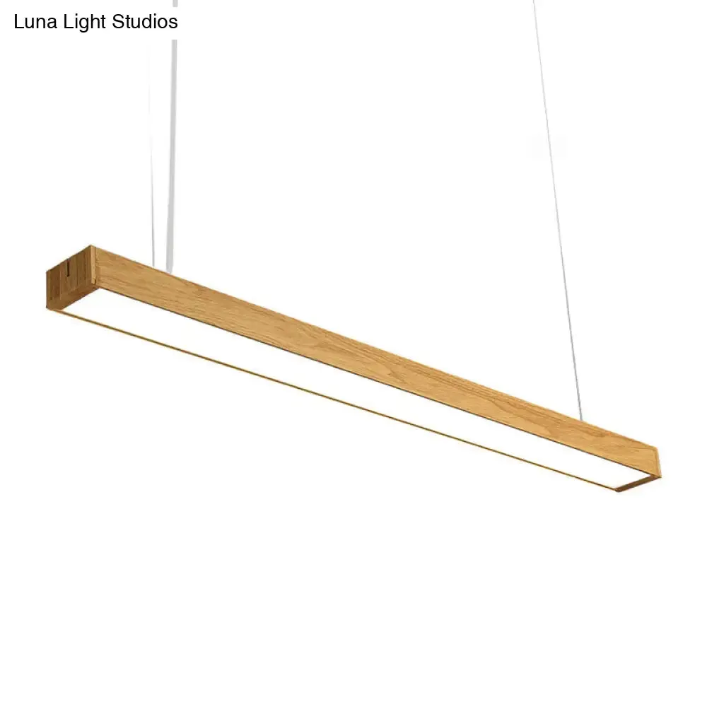 Nordic Style Aluminum Linear Pendant Lamp - 23.5"/47"/71" Long, LED Ceiling Hang Light in Wood