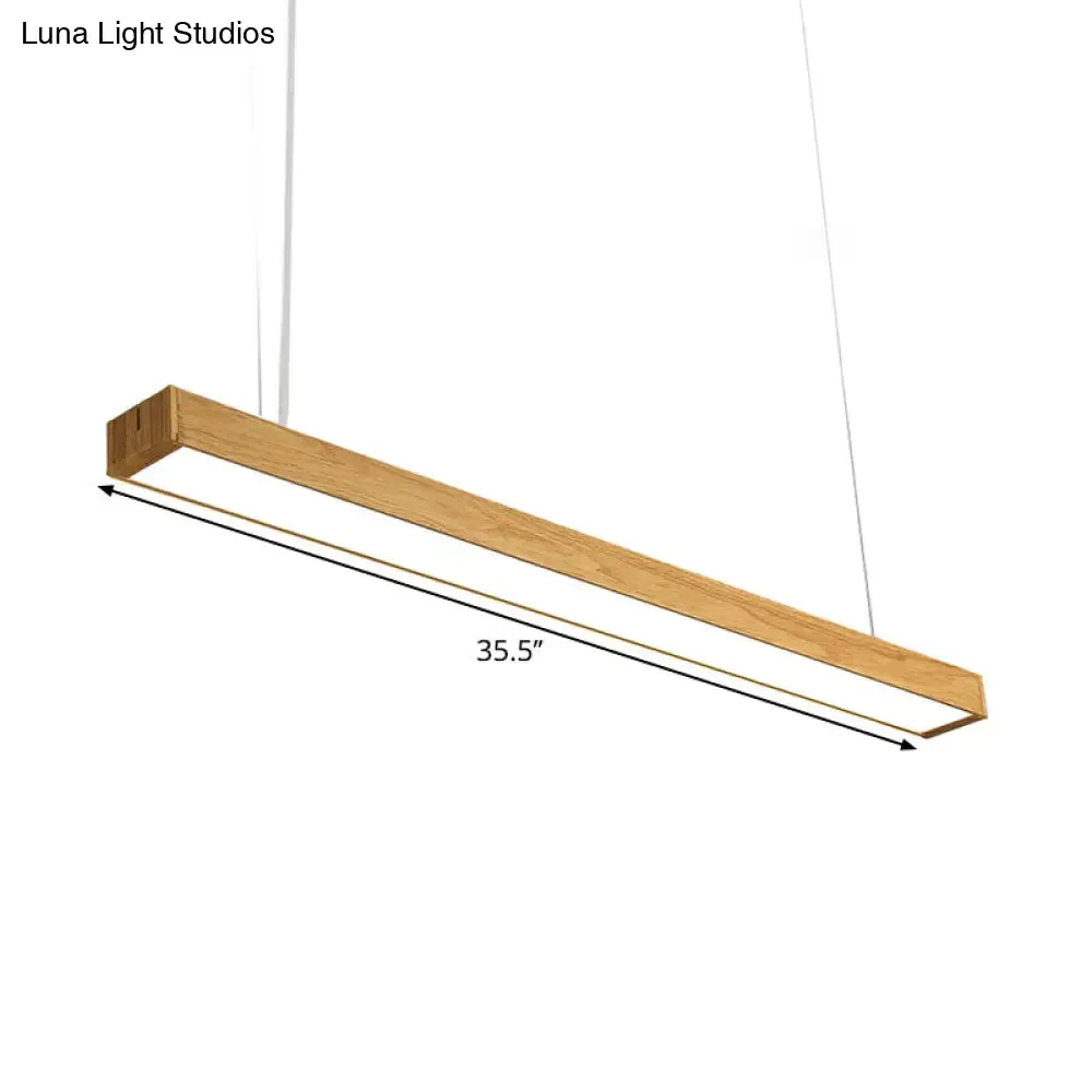 Nordic Style Aluminum Linear Pendant Lamp - 23.5"/47"/71" Long, LED Ceiling Hang Light in Wood