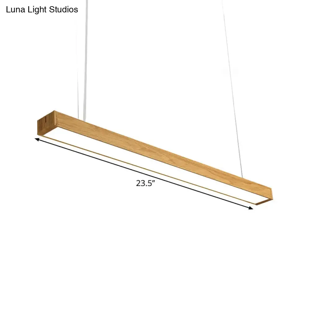 Nordic Style Aluminum Linear Pendant Lamp - 23.5"/47"/71" Long, LED Ceiling Hang Light in Wood