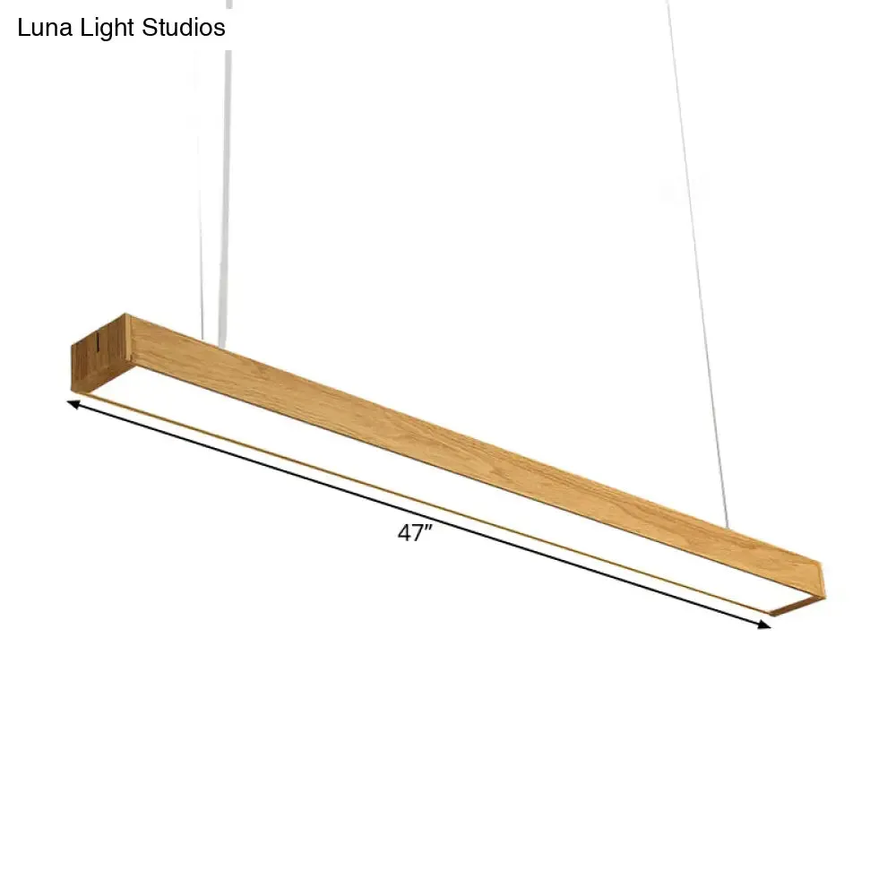 Nordic Style Aluminum Linear Pendant Lamp - 23.5"/47"/71" Long, LED Ceiling Hang Light in Wood