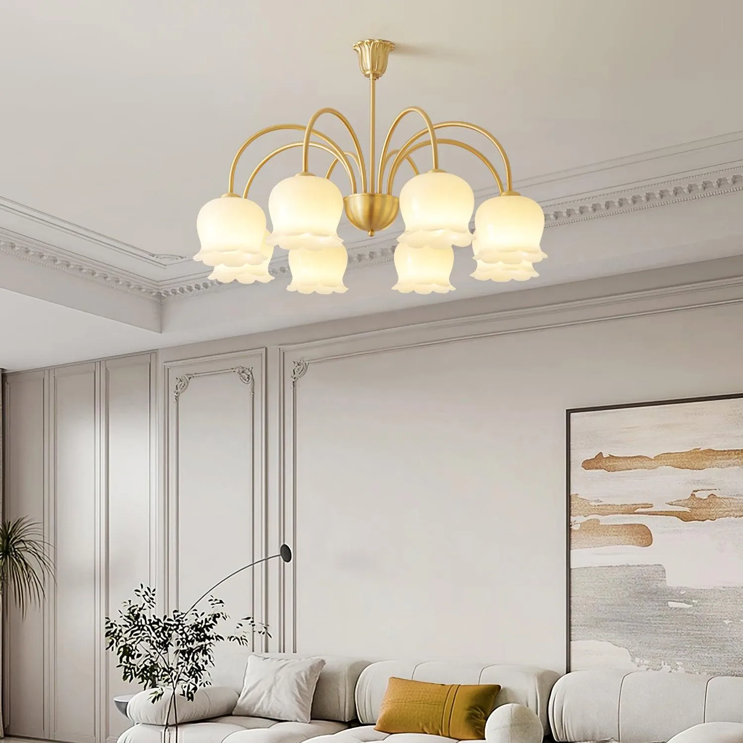 Orchids Brass Chandelier