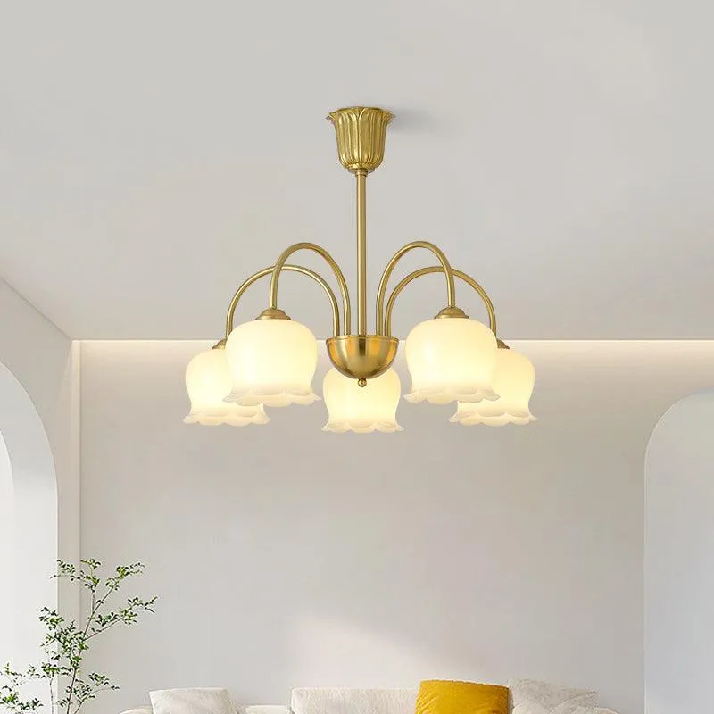 Orchids Brass Chandelier