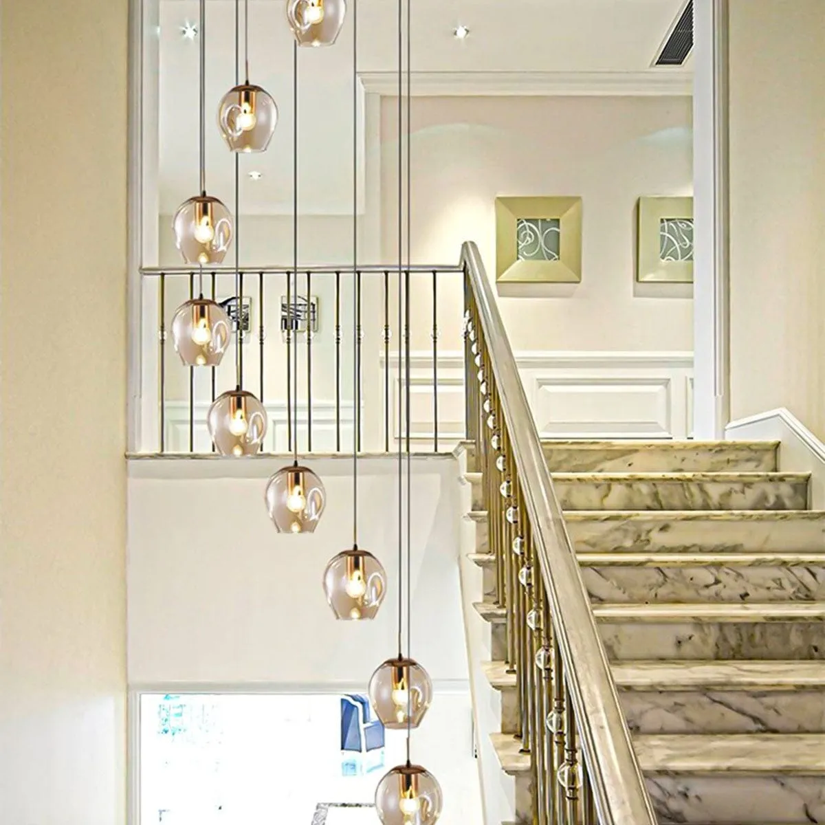 Ordo Staircase Long Glass Chandelier