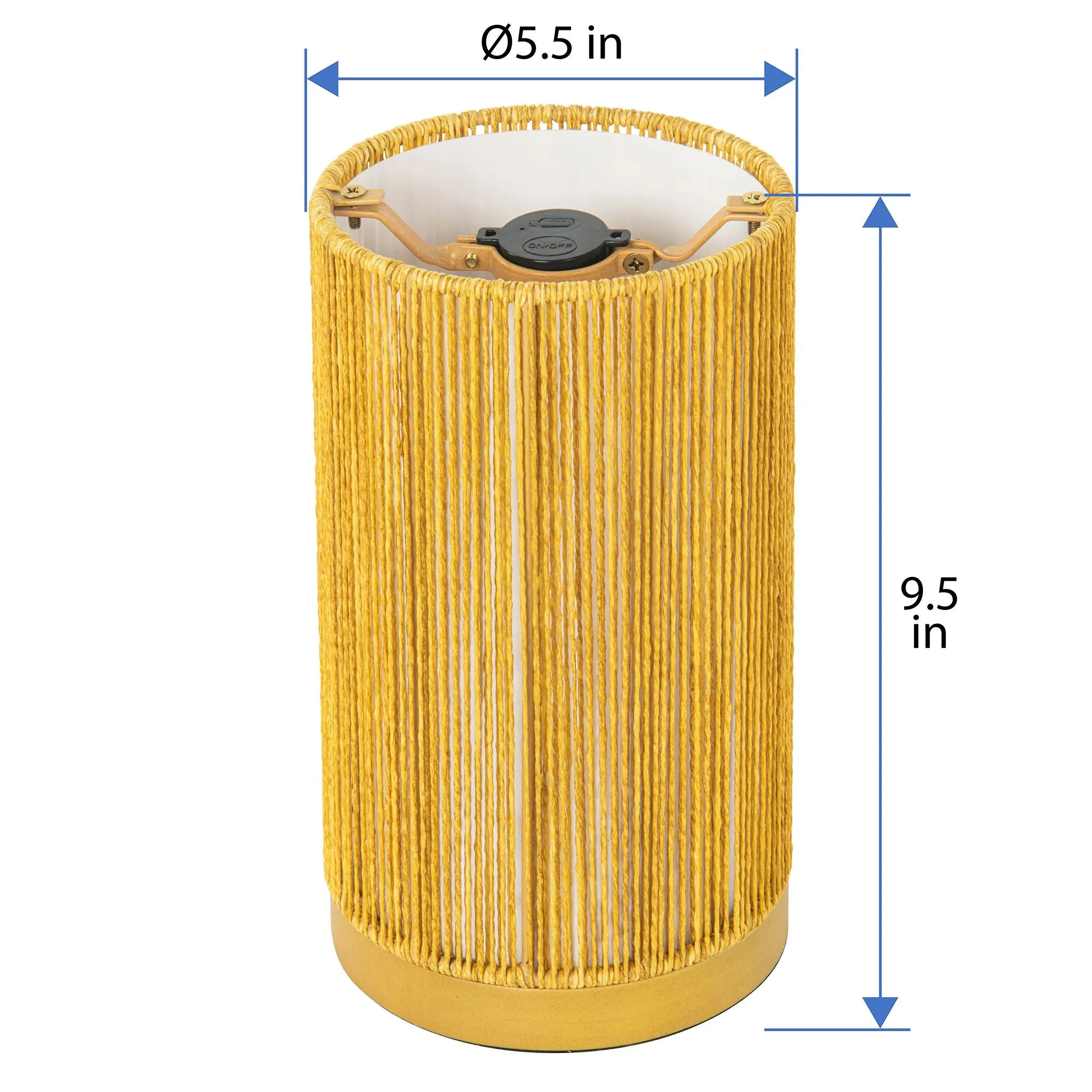 Paper Rope Indoor & Covered Patio Rechargeable LED Drum Table Lamp, Natural Color