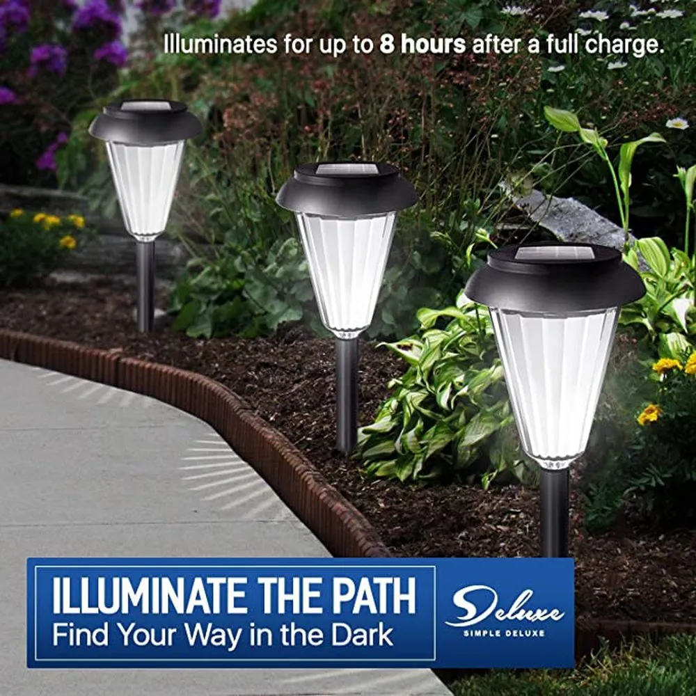 Pathway, Auto On/Off Solar-Powered Landscape Security Night Patio Yard Driveway Pool In-Ground Lights, 12-Pack, Black