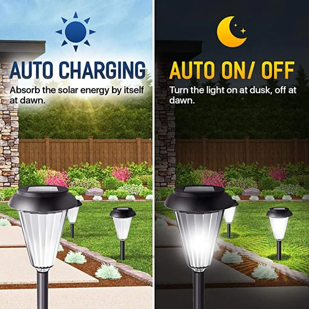 Pathway, Auto On/Off Solar-Powered Landscape Security Night Patio Yard Driveway Pool In-Ground Lights, 12-Pack, Black