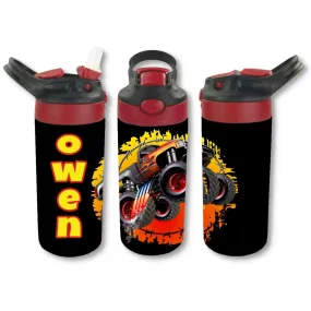 Personalized Kids' 12oz Double Walled Stainless Steel Bottle - Monster Truck