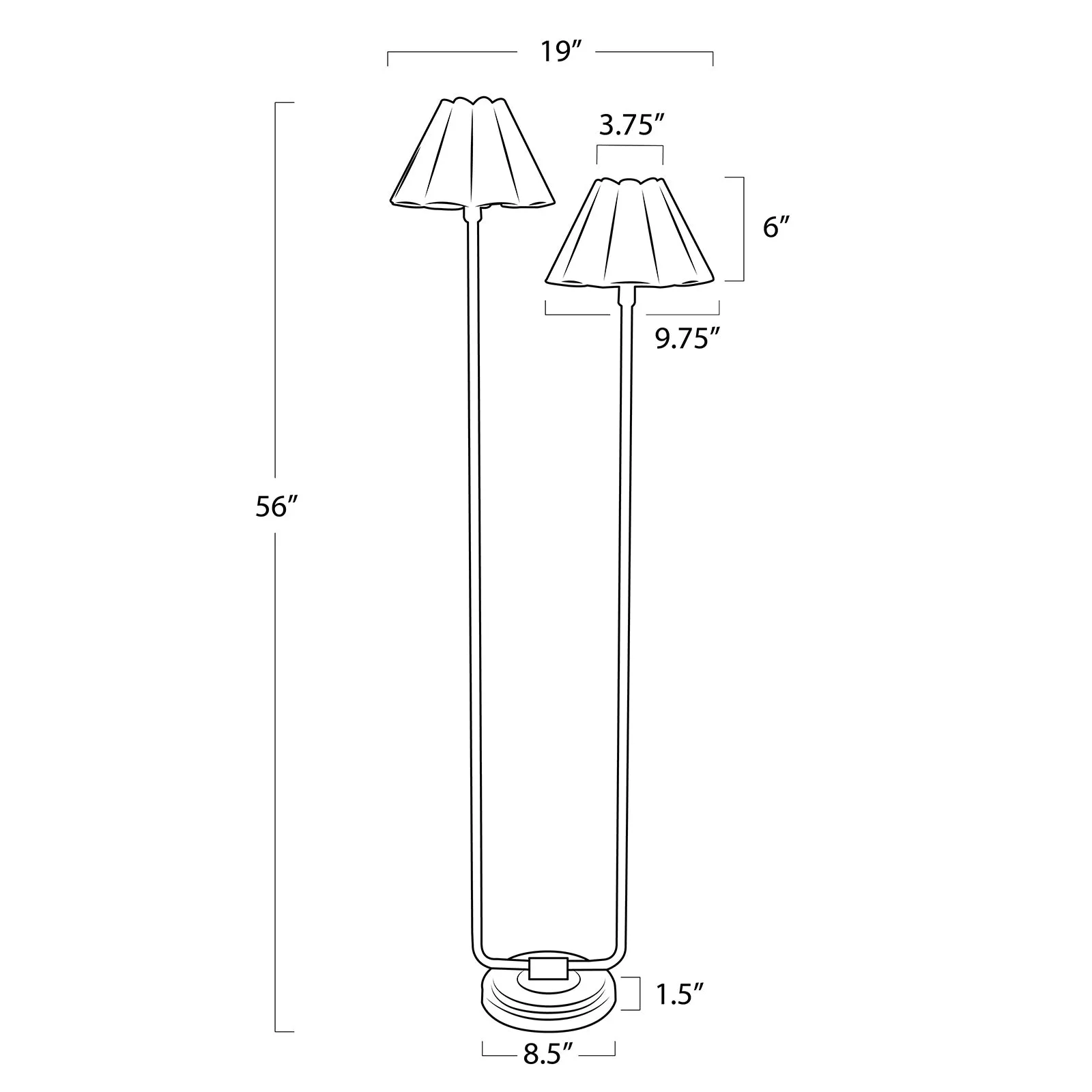 Polly Floor Lamp (Natural Brass with White Scalloped Shade)