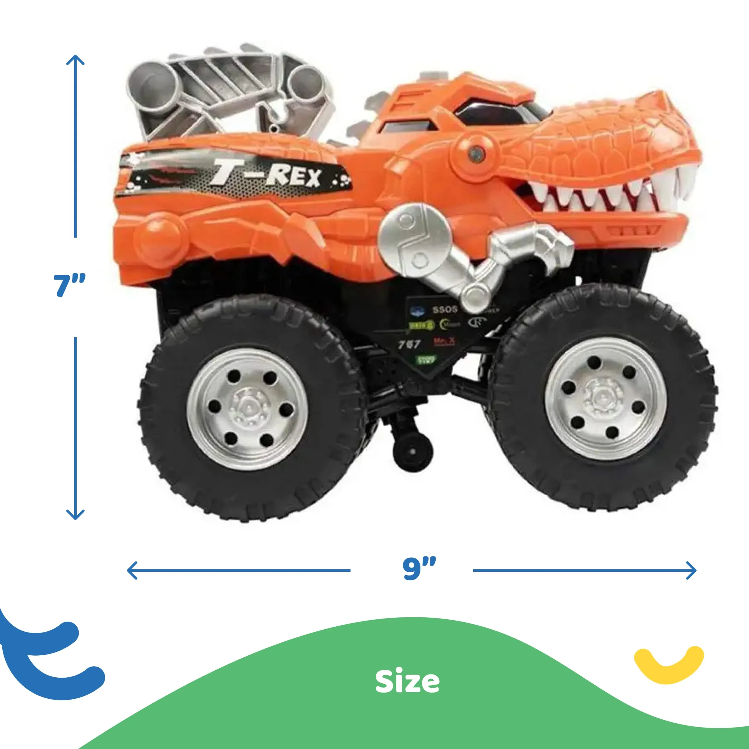 Powerful Dinosaur Monster Truck With Chomping, Roaring T-Rex - Battery Powered Dinosaur