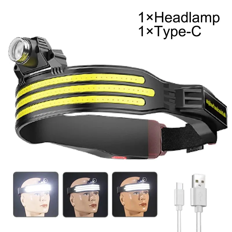 Powerful LED Headlamp Torch USB Rechargeable Flashlight Headlight Waterproof Head Light Camping Fishing Mini Light Lamp Torch