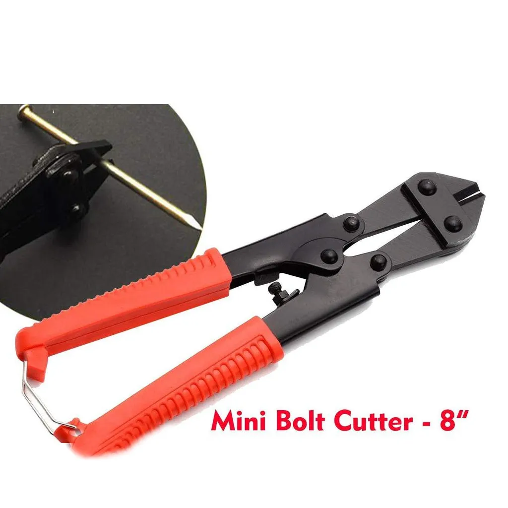 Professional Mini Bolt Cutter 8" with T8 Alloy Steel & Heat Treated Blades, Handle End with a Lock