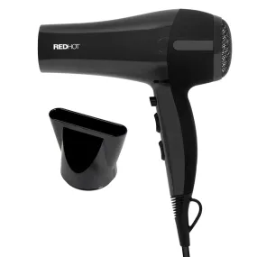 Red Hot 37069 2200W Professional Hair Dryer/Removable Nozzle / 3 Heat Settings, 2 Speed Settings & Cool Air Mode/Salon Quality/Black