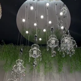 Rylight Modern Spiral Floating Crystal Candle Chandelier