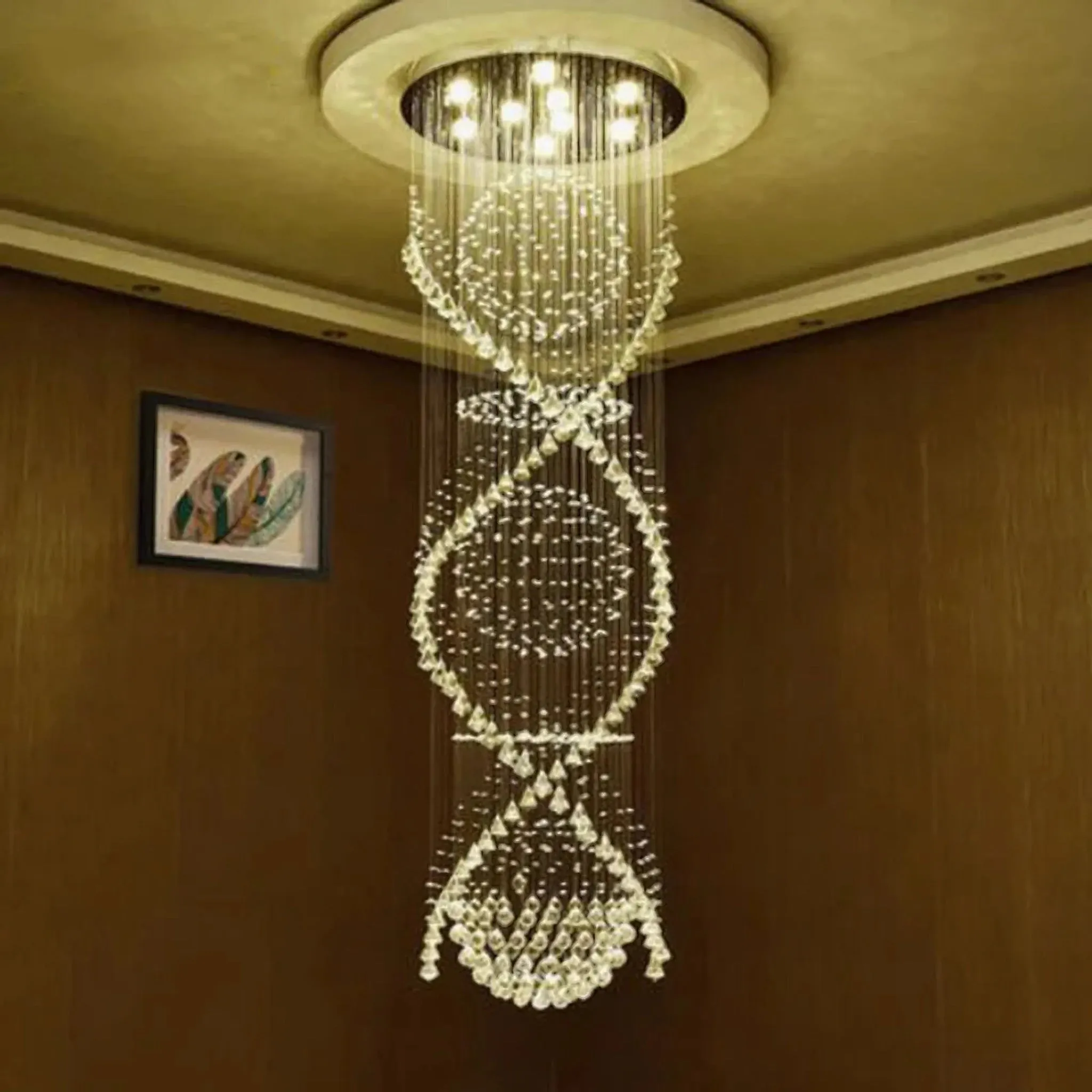 Saint-Étienne-de-Tinée | Modern Double Spiral Superdense K9 Crystal Chandelier