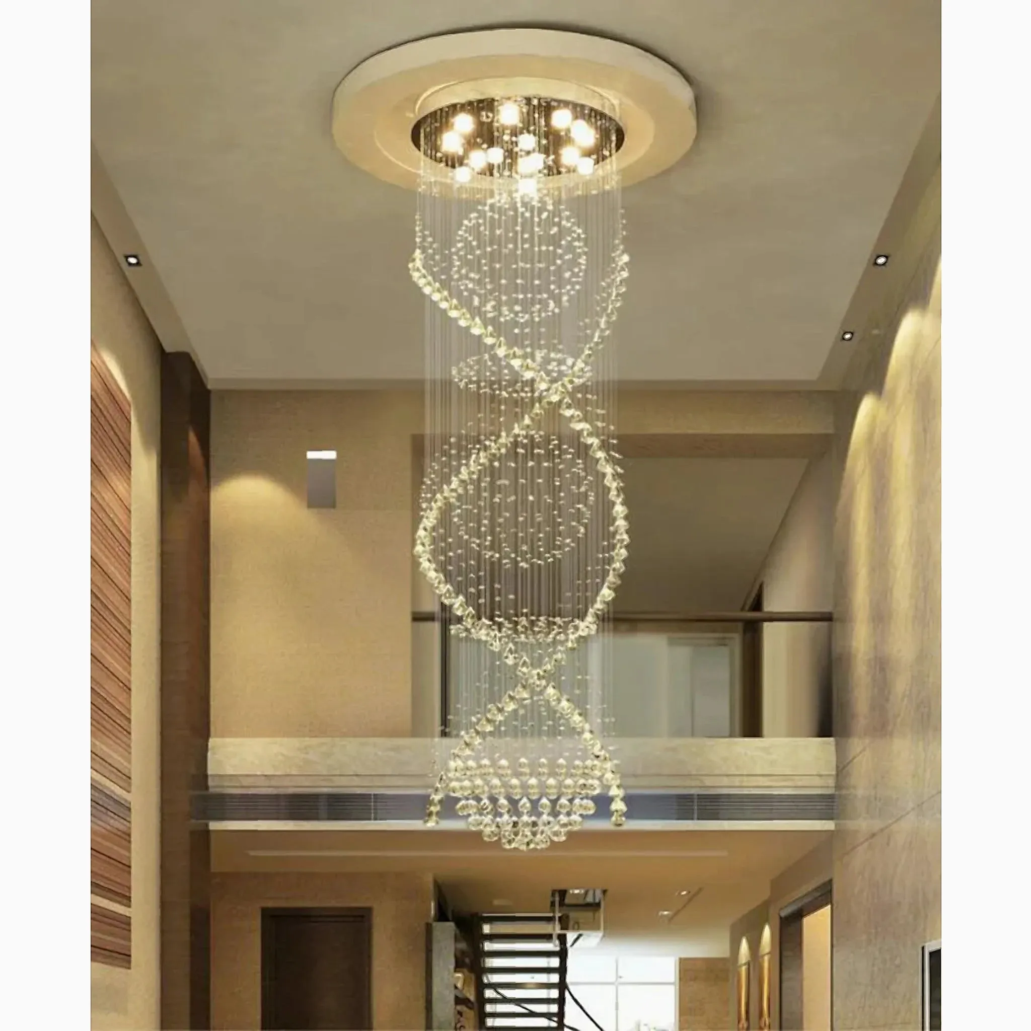 Saint-Étienne-de-Tinée | Modern Double Spiral Superdense K9 Crystal Chandelier