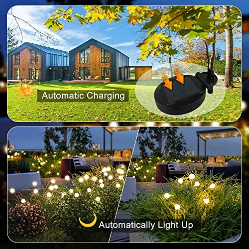 Solar Garden Lights- New Upgraded 8 LED Solar Swaying Lights, Solar Powered Firefly Lights Waterproof, Solar Outdoor Lights Vibrant Garden Lights for Yard Patio Pathway Decoration, 4 Pack(Warm White)