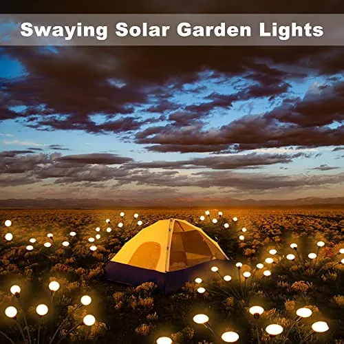 Solar Garden Lights- New Upgraded 8 LED Solar Swaying Lights, Solar Powered Firefly Lights Waterproof, Solar Outdoor Lights Vibrant Garden Lights for Yard Patio Pathway Decoration, 4 Pack(Warm White)