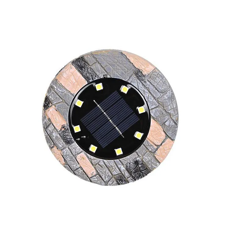 Solar Outdoor Round Resin Brick LED Garden Ground Insert Decorative Landscape Light