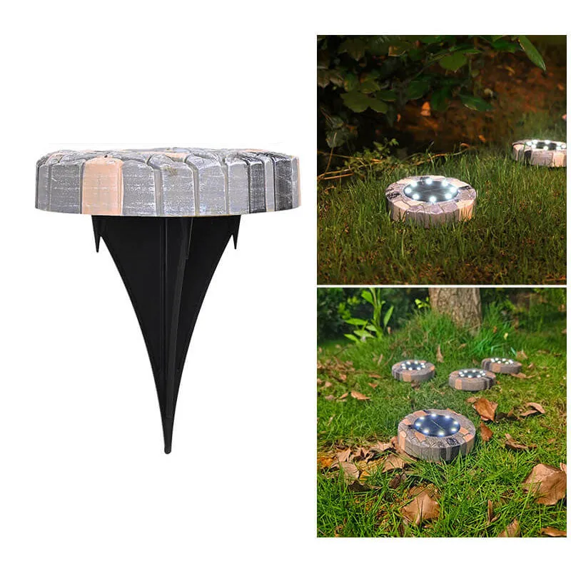 Solar Outdoor Round Resin Brick LED Garden Ground Insert Decorative Landscape Light