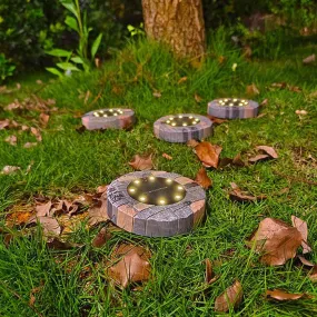 Solar Outdoor Round Resin Brick LED Garden Ground Insert Decorative Landscape Light