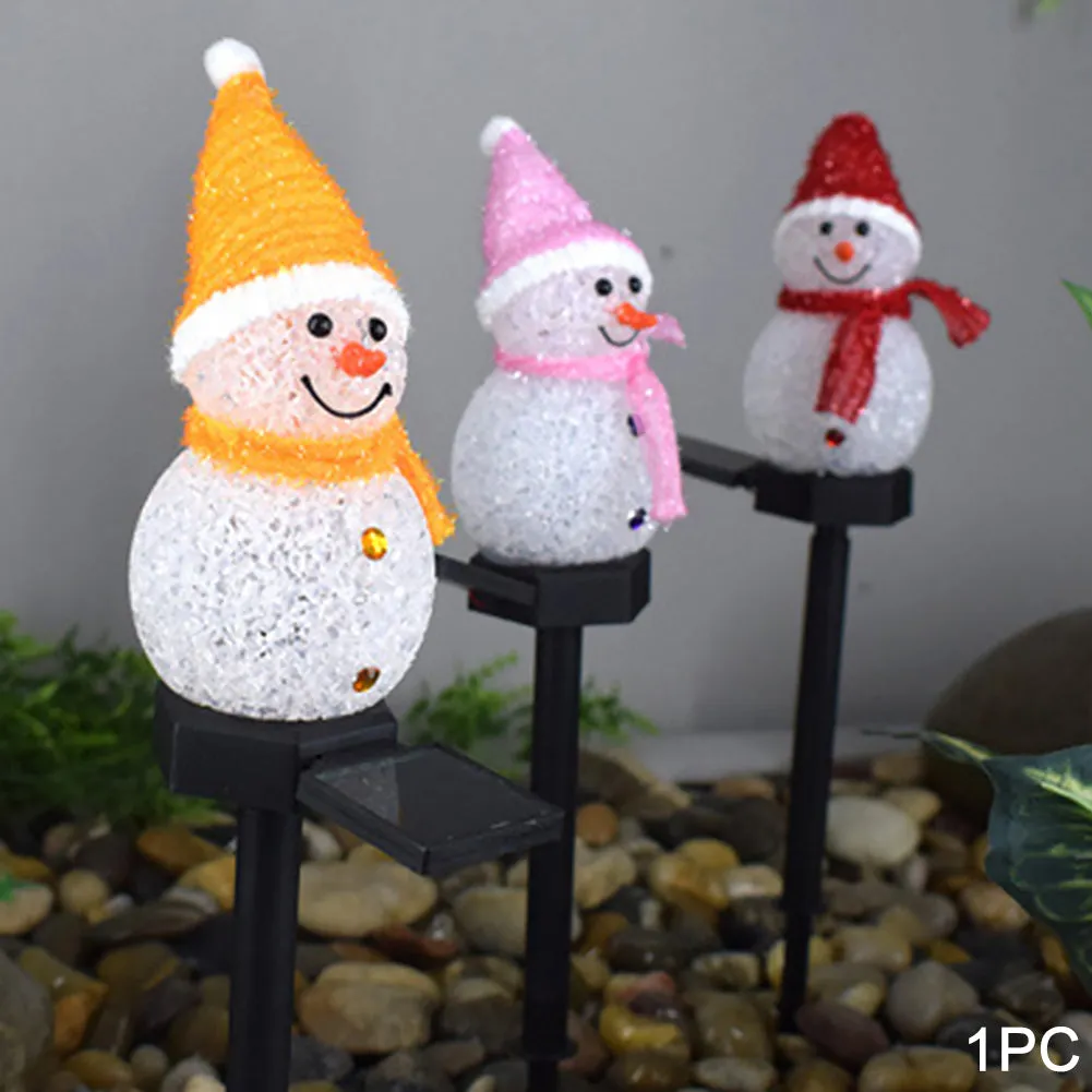 Solar Powered Christmas Snowman Stake Light Garden LED Lamp